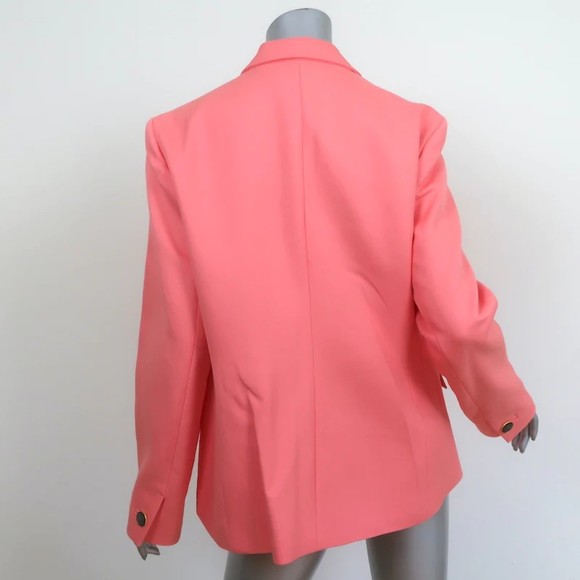 Tory Burch Blazer Salmon Double Weave Cotton Size 12 Three-Button Jacket - Picture 5 of 11